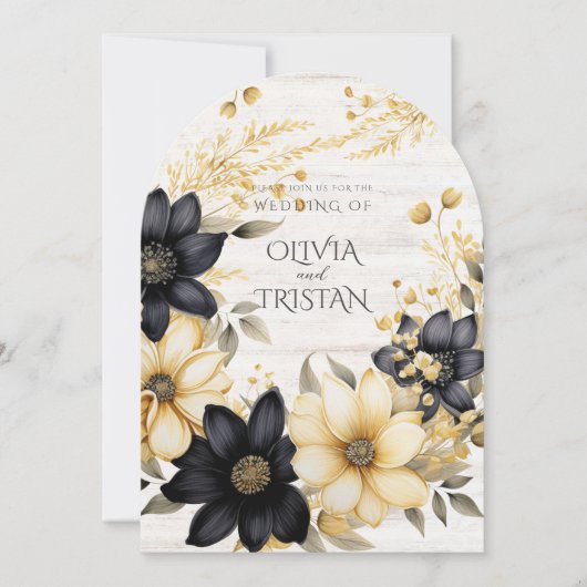Invitation Boho Rustique Mariage de bois Floral (Devant)