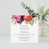 Invitation Boho rustique Mariage floral (Debout devant)