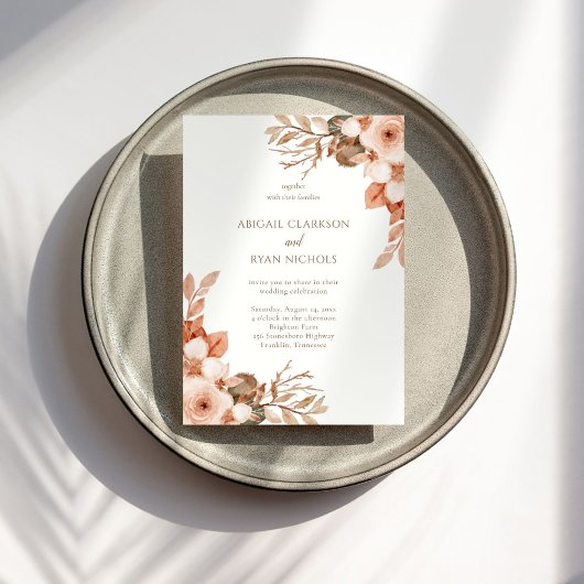 Invitation Boho Rustique Mariage Floral