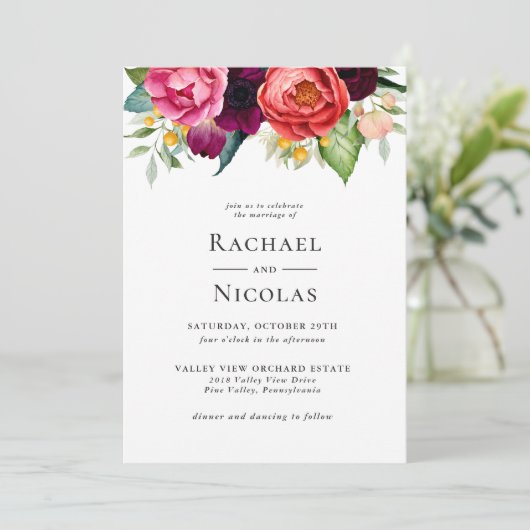 Invitation Boho rustique Mariage floral (Debout devant)