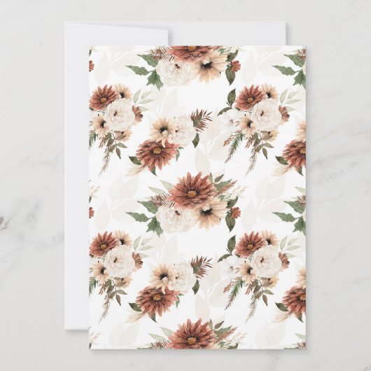 Invitation Boho rustique Mariage floral neutre (Dos)