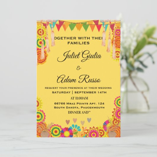 Invitation boho rustique moderne élégant mariage mexicain (Debout devant)