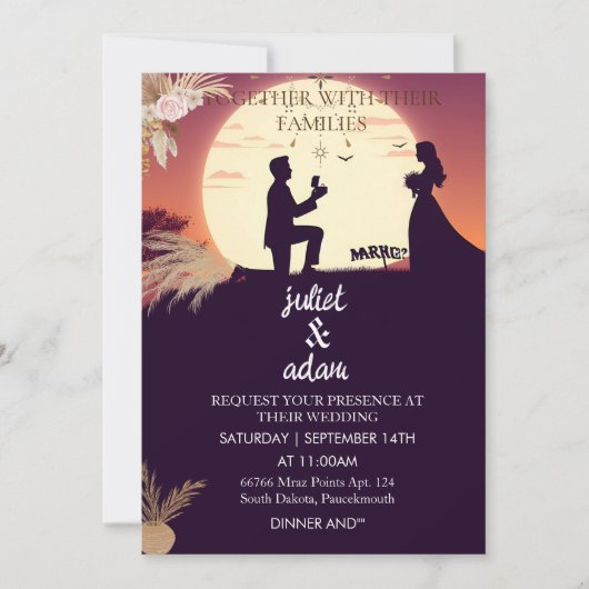Invitation boho rustique moderne élégant Twilight Mariage (Devant)