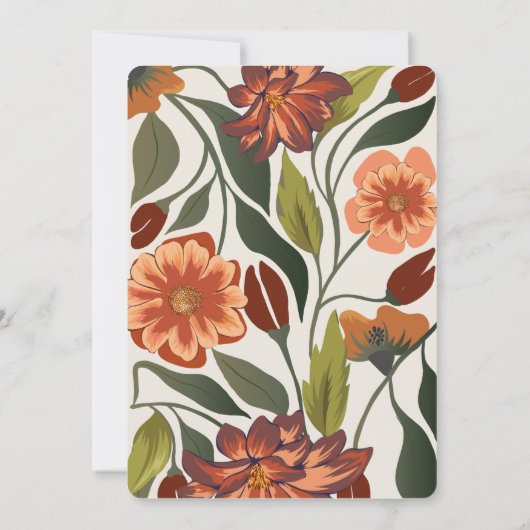 Invitation Boho Rustique moderne Floral Mariage de automne Pe (Dos)