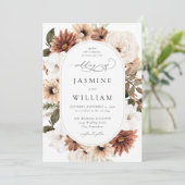 Invitation Boho rustique Neutre Mariage Floral S2 (Debout devant)