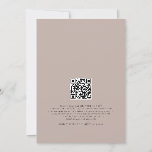 Invitation Boho Rustique Pampas Écriture Code QR Mariage (Dos)