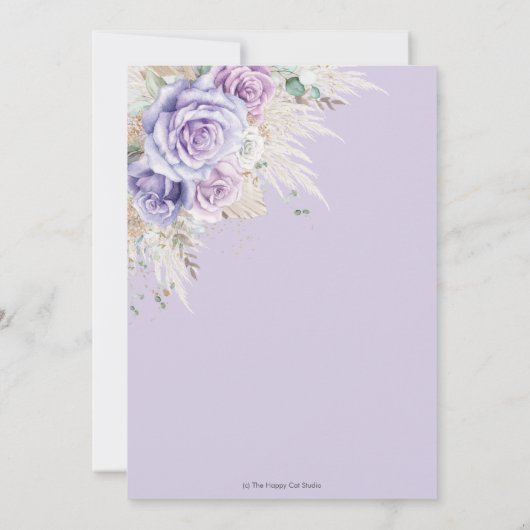 Invitation Boho Rustique Pampas Fleur Violette Quinceañera In (Dos)