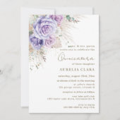 Invitation Boho Rustique Pampas Fleurs Violettes Quinceañera  (Devant)
