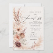 Invitation Boho Rustique Pampas Terre Cuite Sweet 16 (Devant)