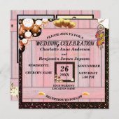 Invitation  Boho Rustique Parties scintillant dorée Mariage e (Devant / Derrière)