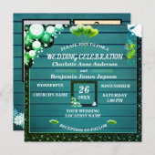 Invitation  Boho Rustique Parties scintillant verte Mariage e (Devant / Derrière)