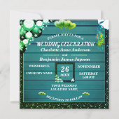 Invitation  Boho Rustique Parties scintillant verte Mariage e (Devant)