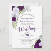Invitation Boho Rustique Plum Floral & Dusty Purple Mariage (Devant)