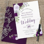 Invitation Boho Rustique Plum Floral & Dusty Purple Mariage<br><div class="desc">Cette belle faire-part de mariage présente un design boho chic rustique avec des roses aquarelles peints à la main dans les tons prune, pourpre poussiéreux et lavande. L'élégant bouquet comprend des sprigs de lavande, d'eucalyptus, du souffle de bébé et d'autres feuillages et verdure feuille, le tout sur un arrière -...</div>