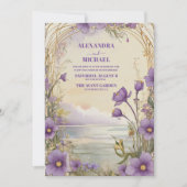 Invitation Boho Rustique Plum Floral & Dusty Purple Mariage (Devant)