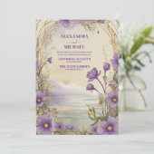 Invitation Boho Rustique Plum Floral & Dusty Purple Mariage (Debout devant)