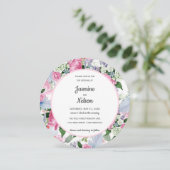 Invitation Boho Rustique rose blanc lilas bleu fleurs mariage (Debout devant)