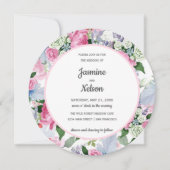 Invitation Boho Rustique rose blanc lilas bleu fleurs mariage (Devant)