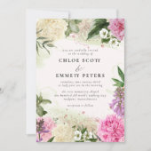 Invitation Boho Rustique rose blanc violet Mariage Floral (Devant)