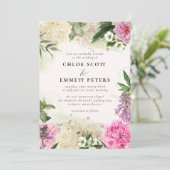 Invitation Boho Rustique rose blanc violet Mariage Floral (Debout devant)