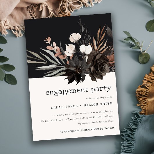 Invitation Boho Rustique rouille gothique Fiançailles botaniq