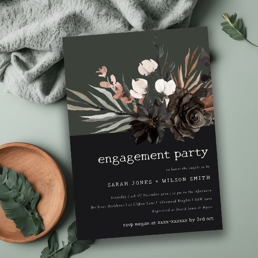 Invitation Boho Rustique rouille gothique Fiançailles botaniq