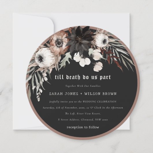 Invitation Boho Rustique rouille gothique Mariage botanique n (Devant)