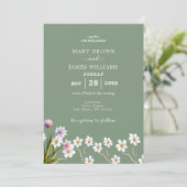 Invitation Boho Rustique Sage Floral Vert & Blanc Mariage (Debout devant)