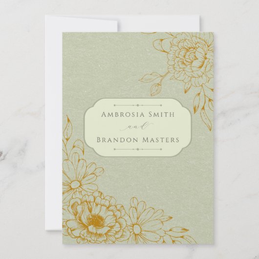 Invitation Boho Rustique Sage Vert Floral Arc Mariage (Dos)