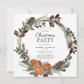 Invitation Boho Rustique séché Orange Wreath fête de Noël (Devant)