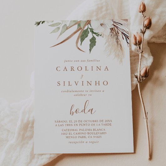 Invitation Boho Rustique simple Boda Floral Mariage