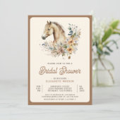 Invitation Boho Rustique Tan Floral Horse Fête des mariées (Debout devant)