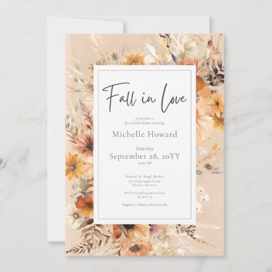 Invitation Boho Rustique Tomber Dans L'Amour Rouille Fête des (Devant)