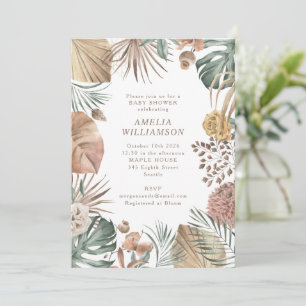 Invitation Boho rustique verdure Baby shower d'automne élégan