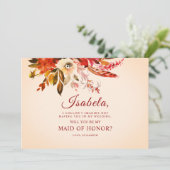 Invitation Boho Rustique Vibrant Automne Floral Maid Of Honor (Debout devant)