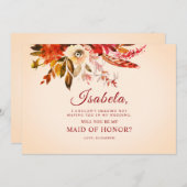 Invitation Boho Rustique Vibrant Automne Floral Maid Of Honor (Devant / Derrière)