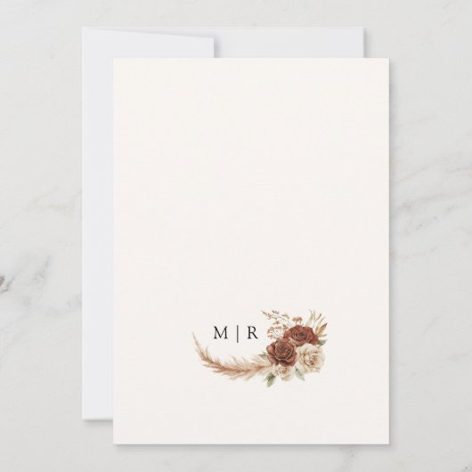 Invitation Boho Rusty Terracotta Rustic Floral Enregistrer la (Dos)