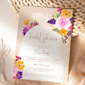 Invitation Boho sable pampas rose arc fleuri douche nuptiale