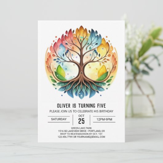 Invitation Boho Sacred Tree Anniversaire (Debout devant)