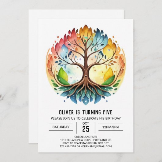 Invitation Boho Sacred Tree Anniversaire (Devant / Derrière)