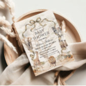 Invitation Boho Safari Animals Beige Neutral Baby Shower
