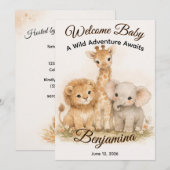 Invitation Boho Safari Animals Earthy Neutral Shower Party (Devant / Derrière)
