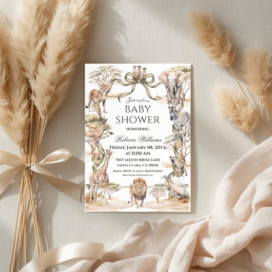 Invitation Boho Safari Animals Gender Neutral Baby Shower