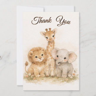 Invitation Boho Safari Animals Lion Giraffe Elephant Neutral