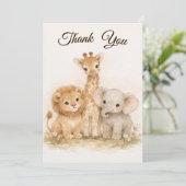 Invitation Boho Safari Animals Lion Giraffe Elephant Neutral (Debout devant)