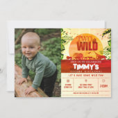 Invitation Boho Safari Animaux Deux photos sauvages 2e annive (Devant)