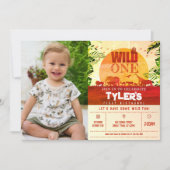 Invitation Boho Safari Animaux Wild One Photo 1er anniversair (Devant)