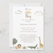 Invitation Boho Safari Aquarelle C'est un Baby shower garçon (Devant)