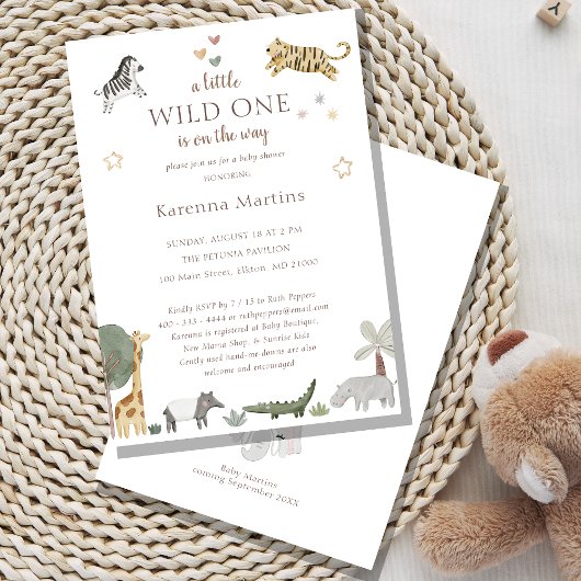 Invitation Boho Safari Aquarelle Little Wild Un Baby shower