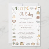 Invitation Boho Safari Aquarelle Oh Baby shower (Devant)
